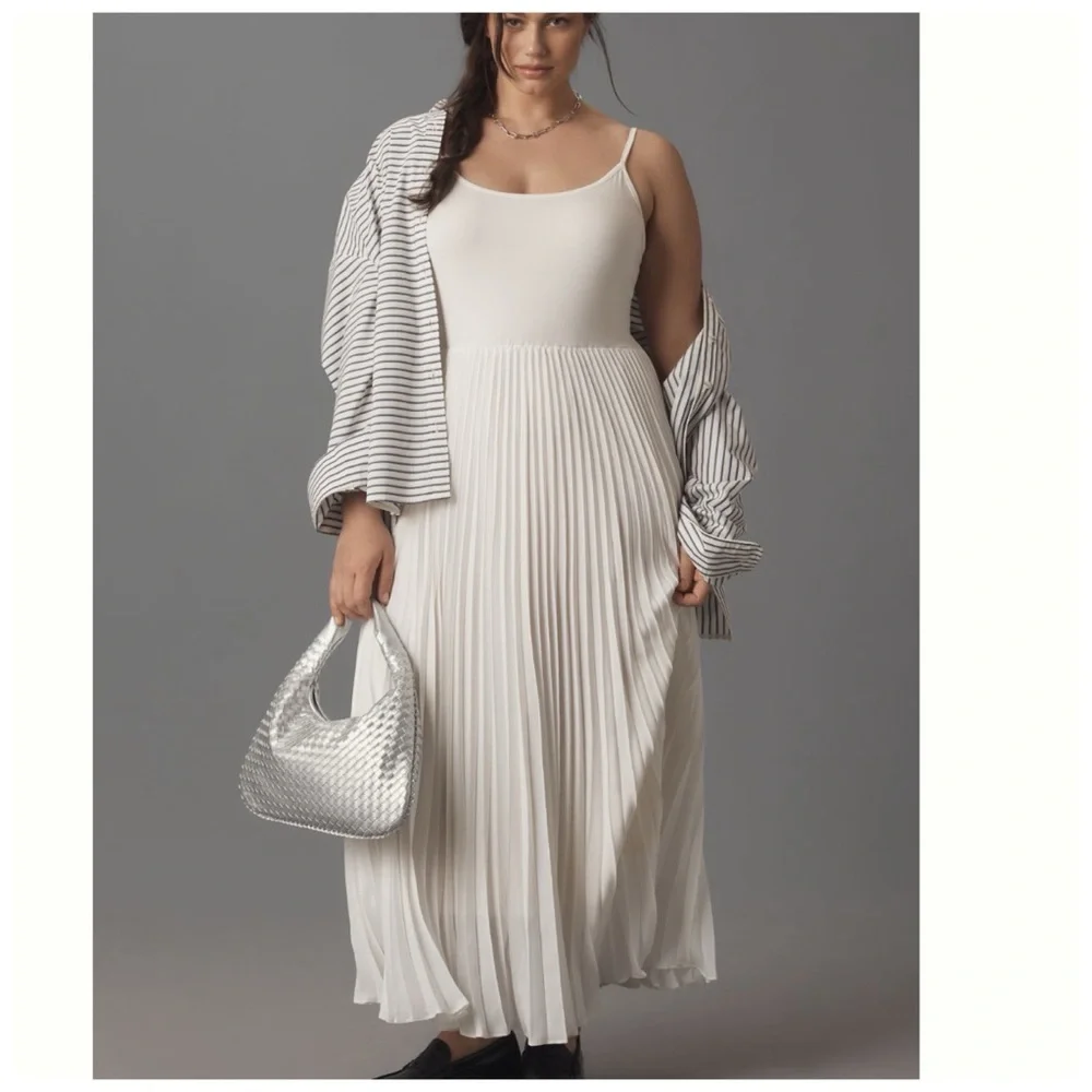 NWT Anthropologie Twofer Shirt Pleated Pull Over DRESS ONLY, L Petite - Picture 1 of 14